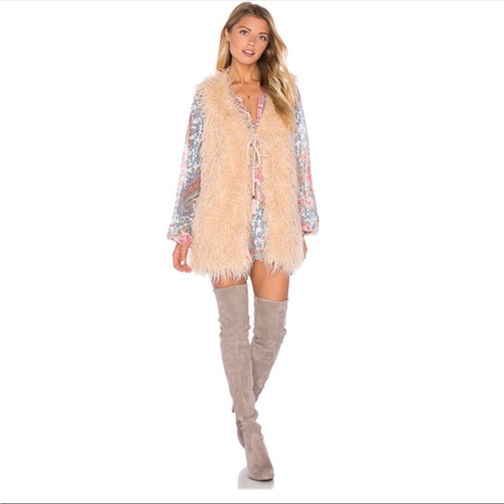 Show Me Your Mumu Fur Vest Rose All Day Shaggy Long Size XS